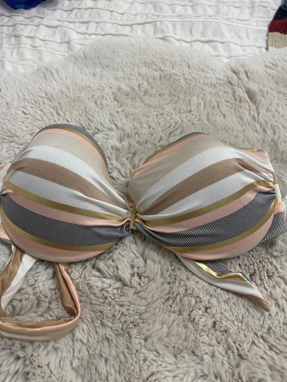 Retro Striped Strapless Bikini Top